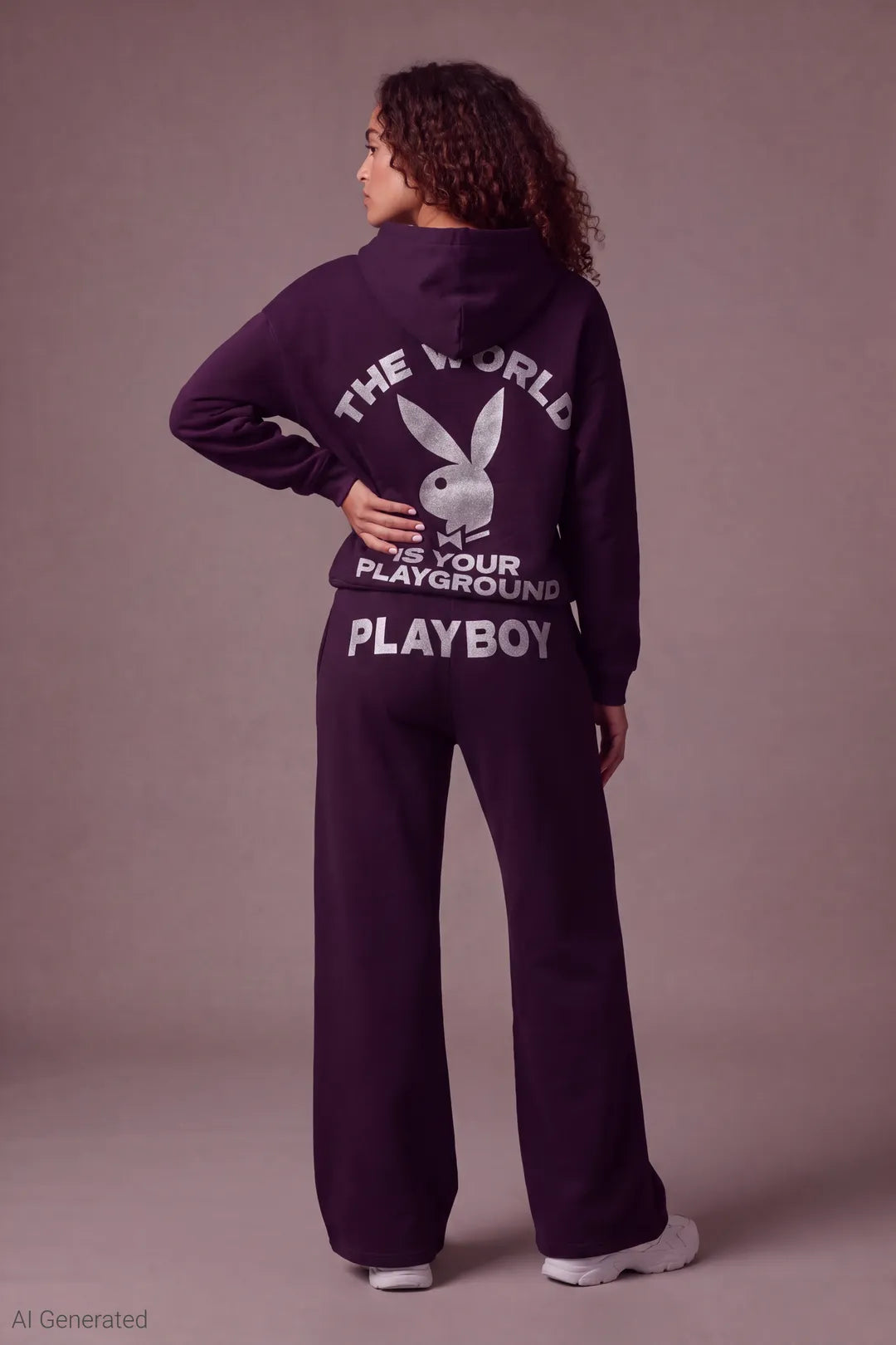 Alt View 3. Playboy Fleece Boxy Hoodie - Purple