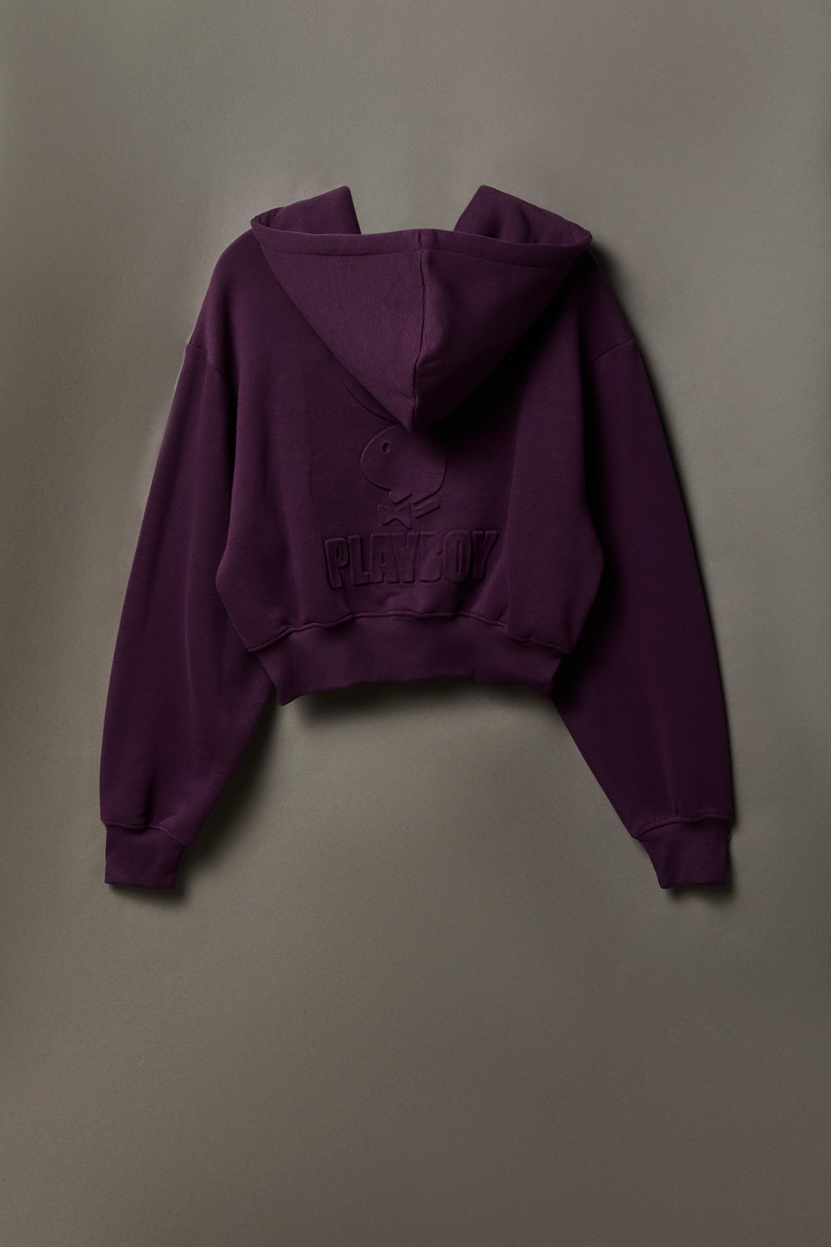 Alt View 2. Playboy Embossed Cropped Zip Fleece Hoodie - Purple