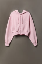 Playboy Embossed Cropped Zip Fleece Hoodie