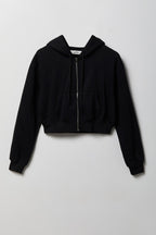 Fleece Cropped Zip Hoodie