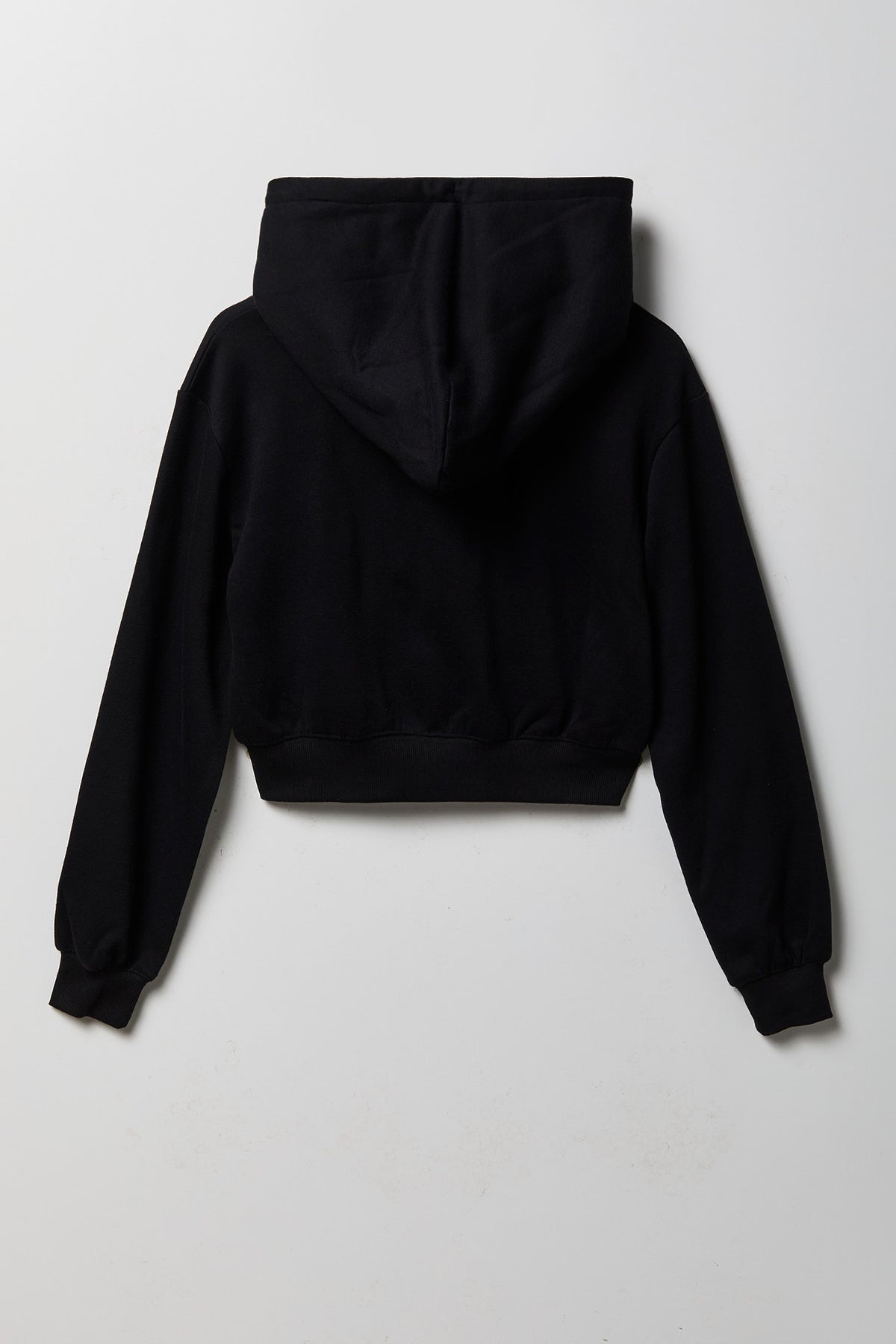 Alt View 2. Fleece Cropped Zip Hoodie - Black