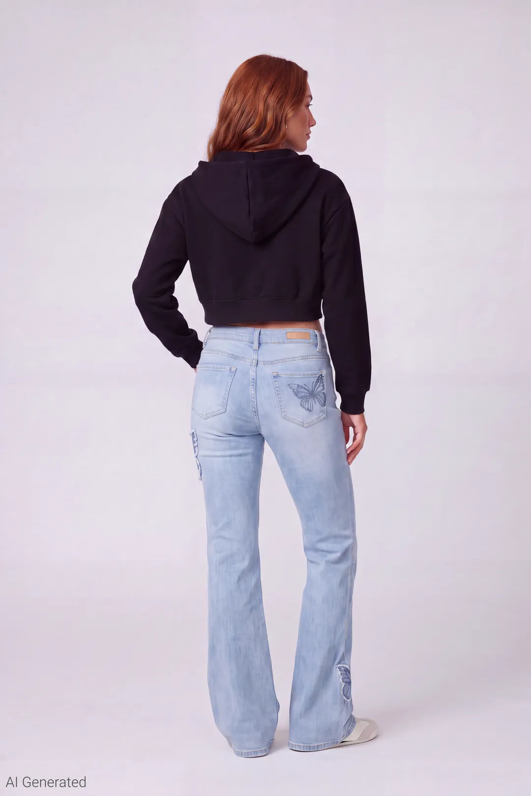 Alt View 3. Fleece Cropped Zip Hoodie - Black