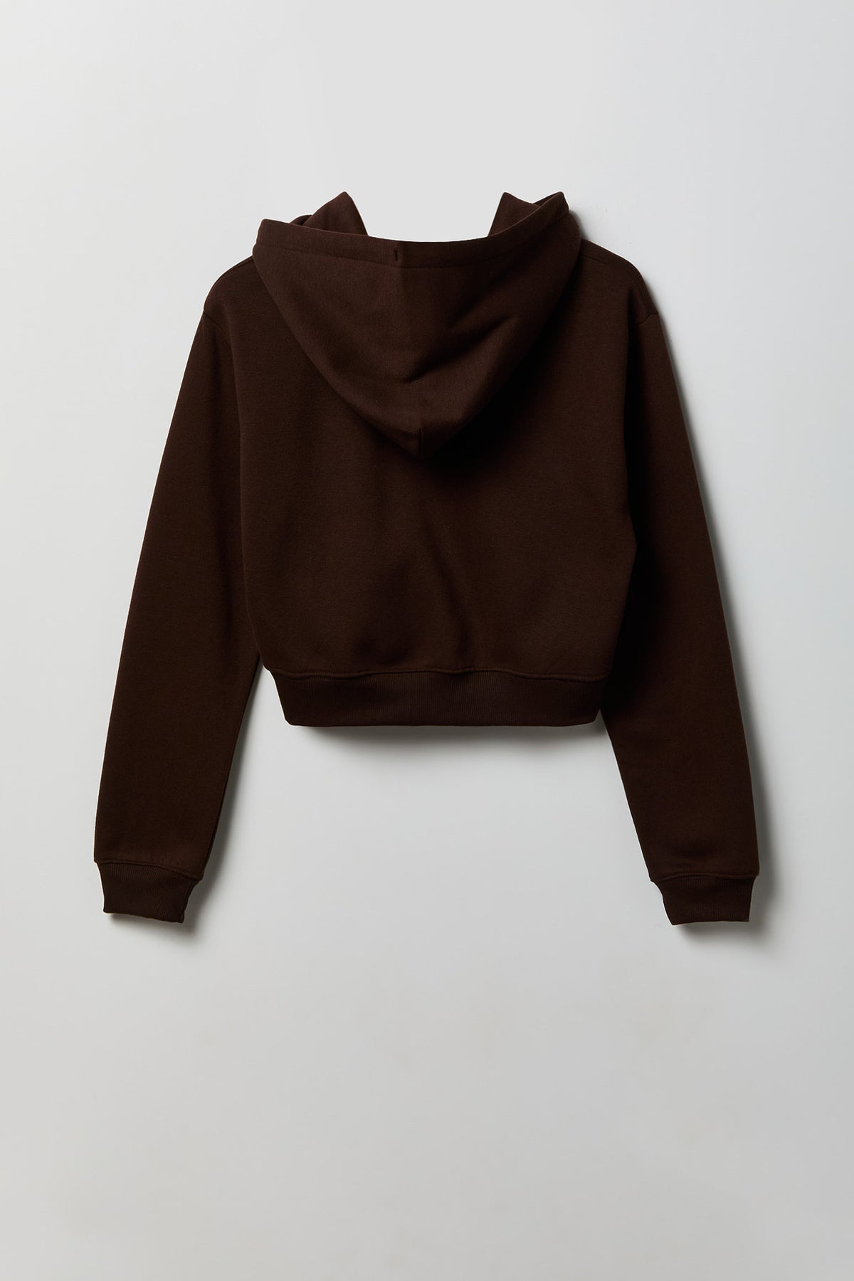 Alt View 2. Fleece Cropped Zip Hoodie - Brown