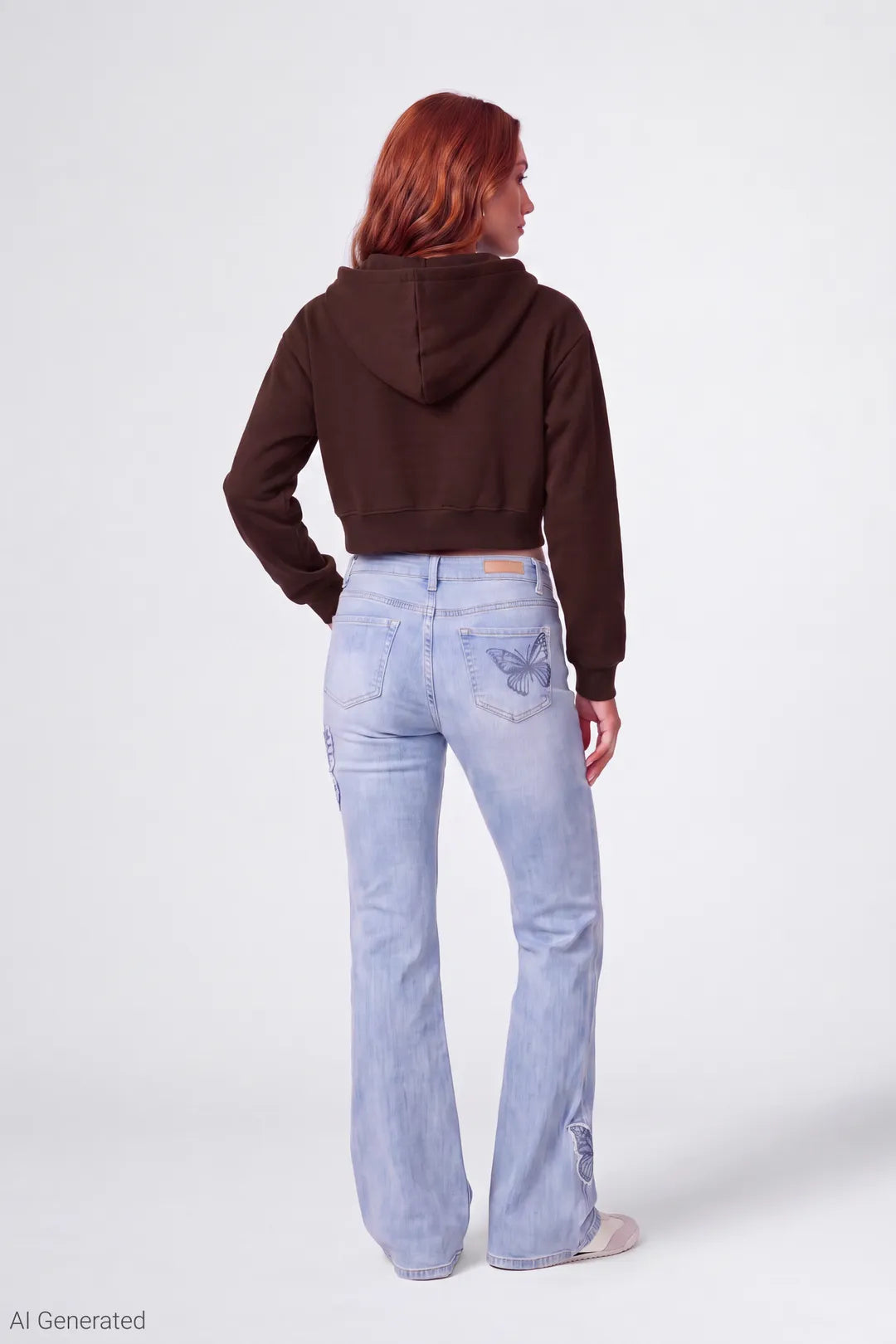 Alt View 3. Fleece Cropped Zip Hoodie - Brown