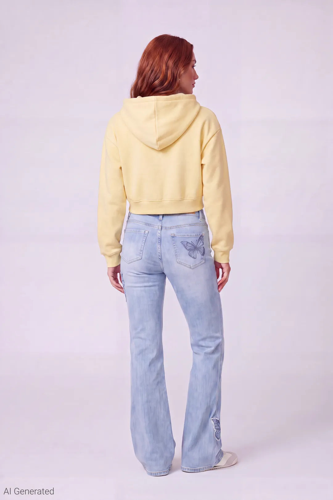 Alt View 3. Fleece Cropped Zip Hoodie - Yellow