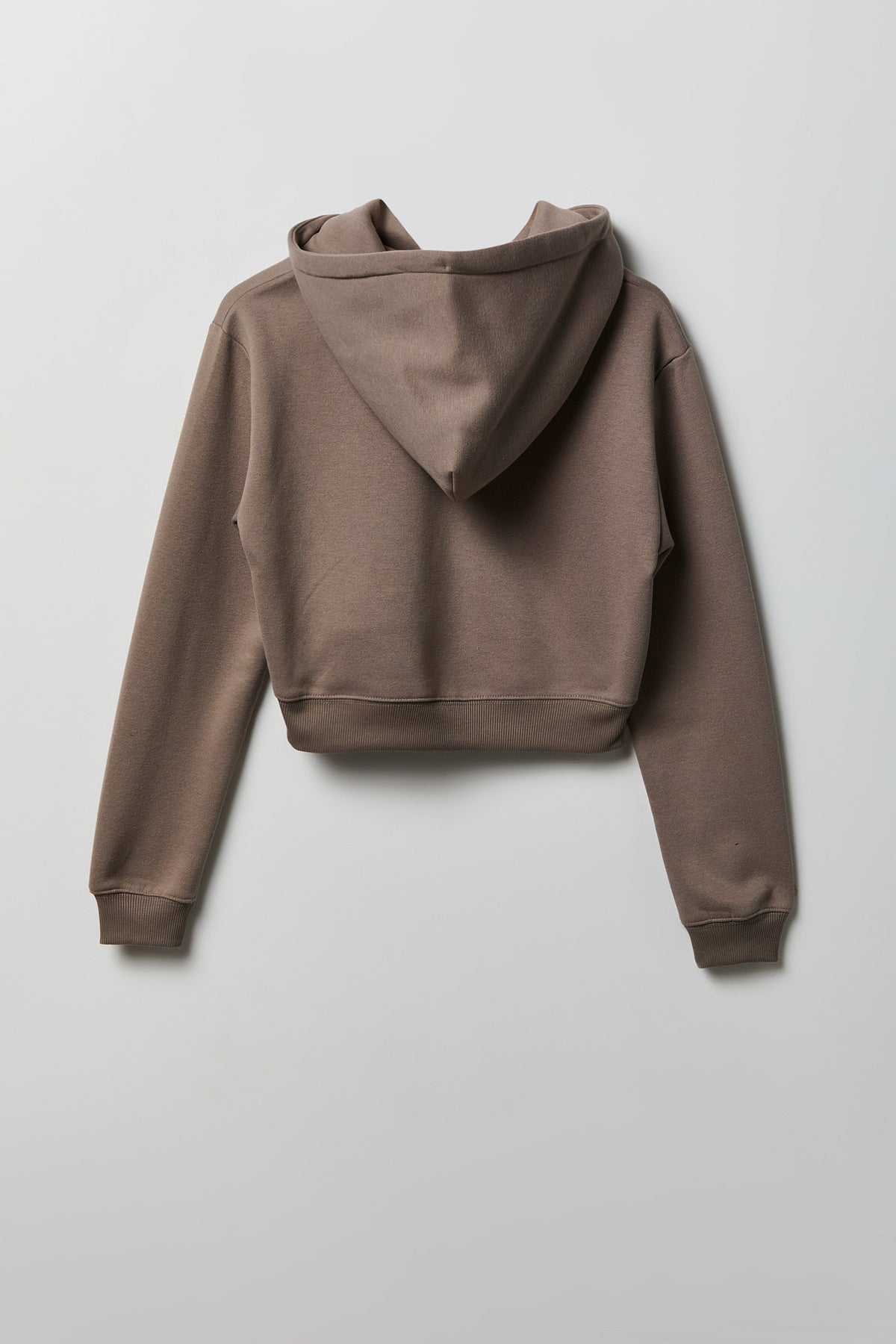 Alt View 2. Fleece Cropped Zip Hoodie - Taupe