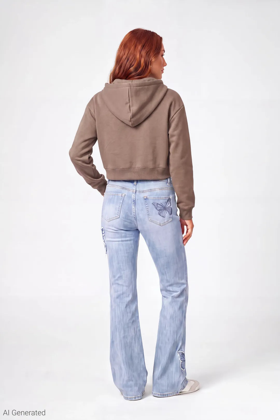Alt View 3. Fleece Cropped Zip Hoodie - Taupe