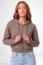 Fleece Cropped Zip Hoodie