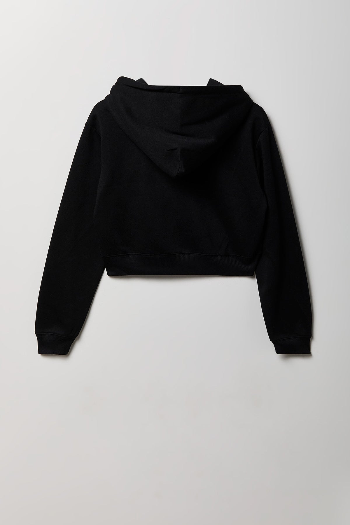 Alt View 5. Fleece Cropped Zip Hoodie - Black