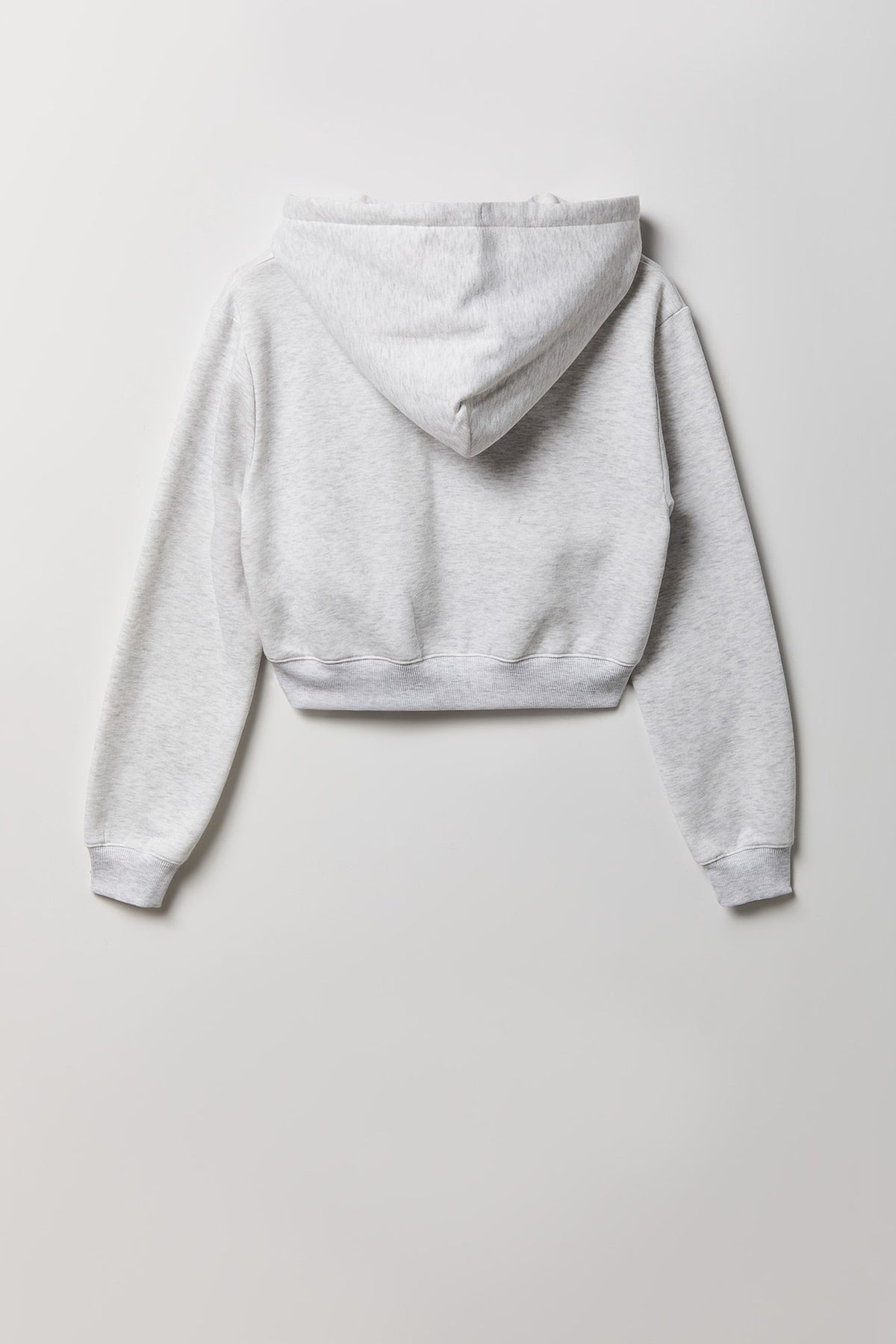Alt View 5. Fleece Cropped Zip Hoodie - Light Grey