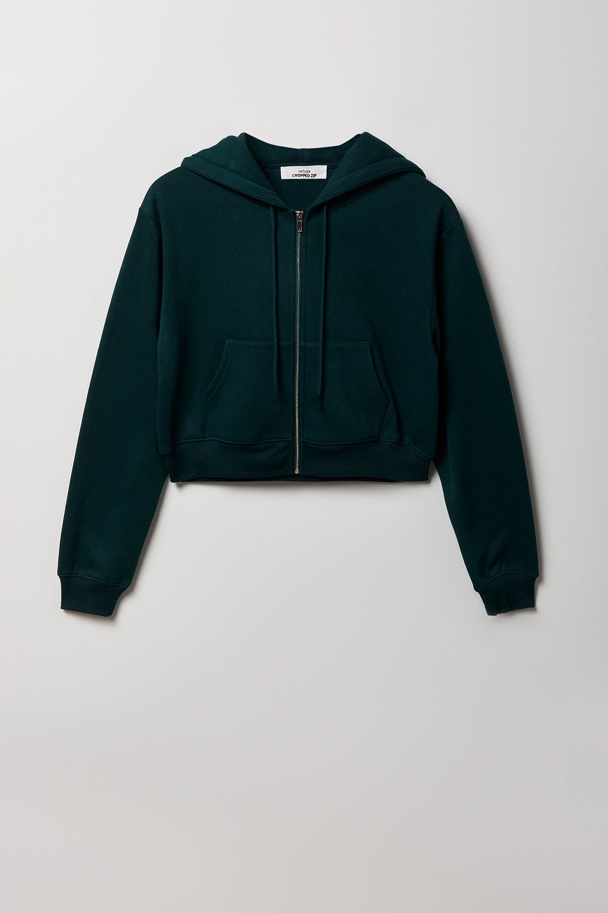 Alt View 4. Fleece Cropped Zip Hoodie - Green