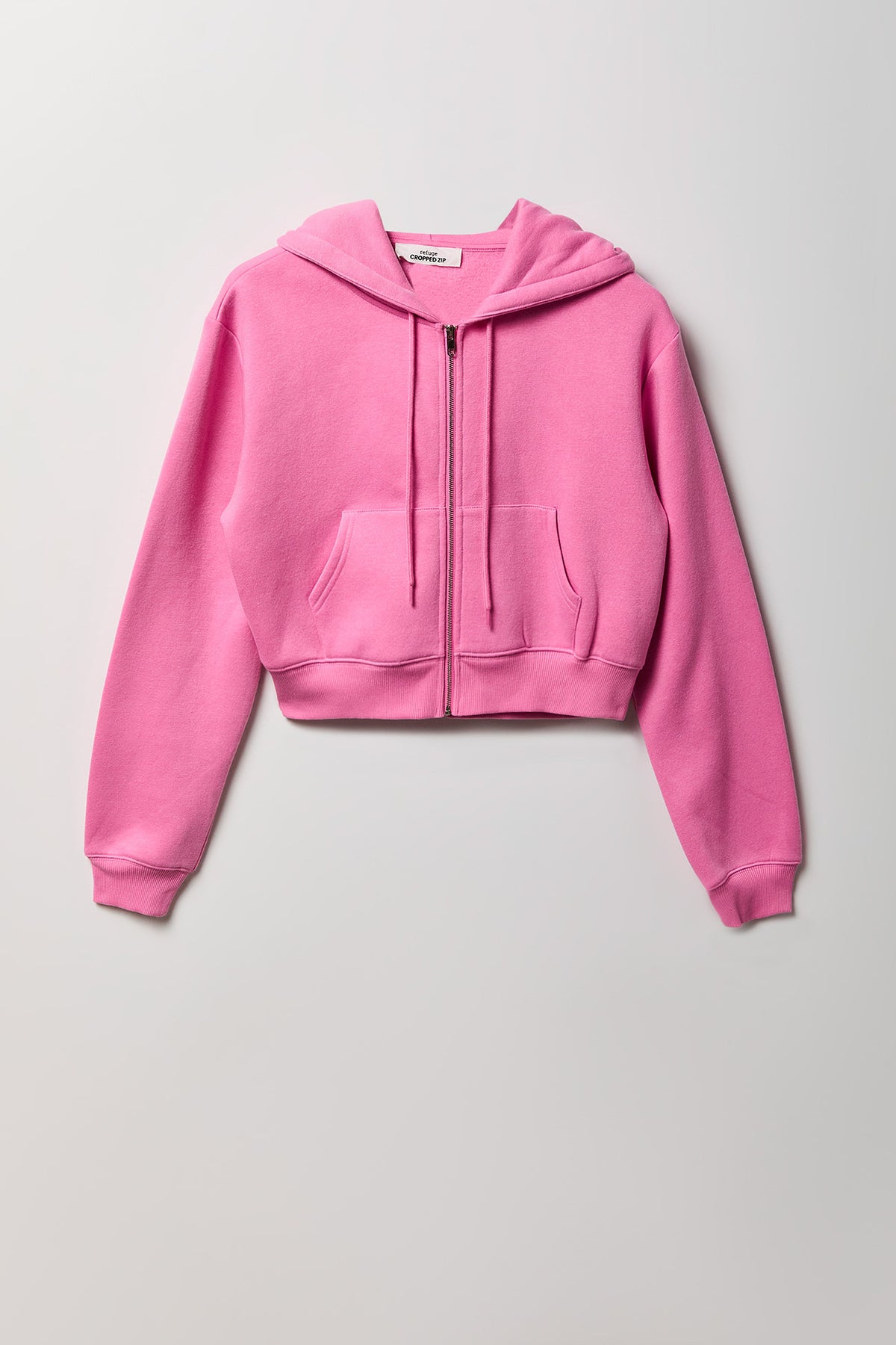 Alt View 4. Fleece Cropped Zip Hoodie - Pink
