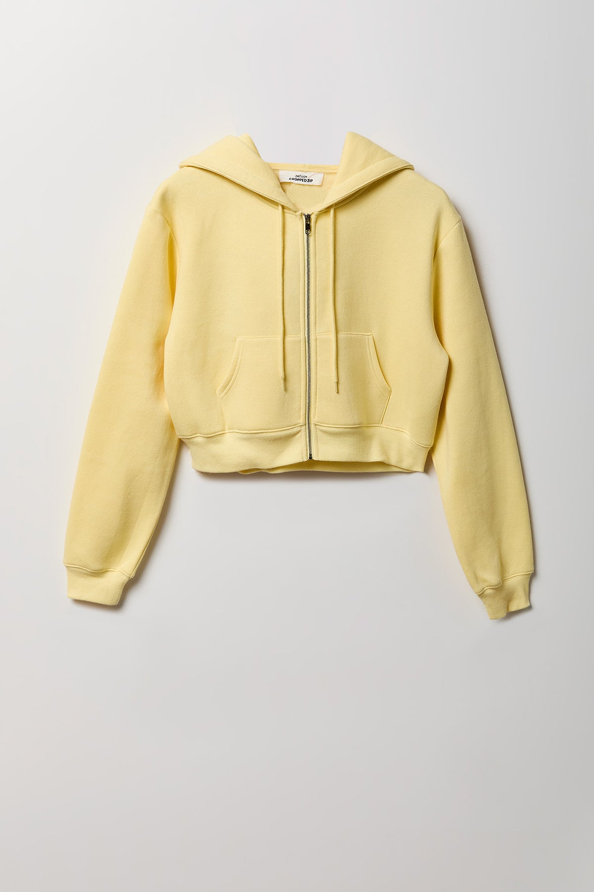 Alt View 4. Fleece Cropped Zip Hoodie - Yellow