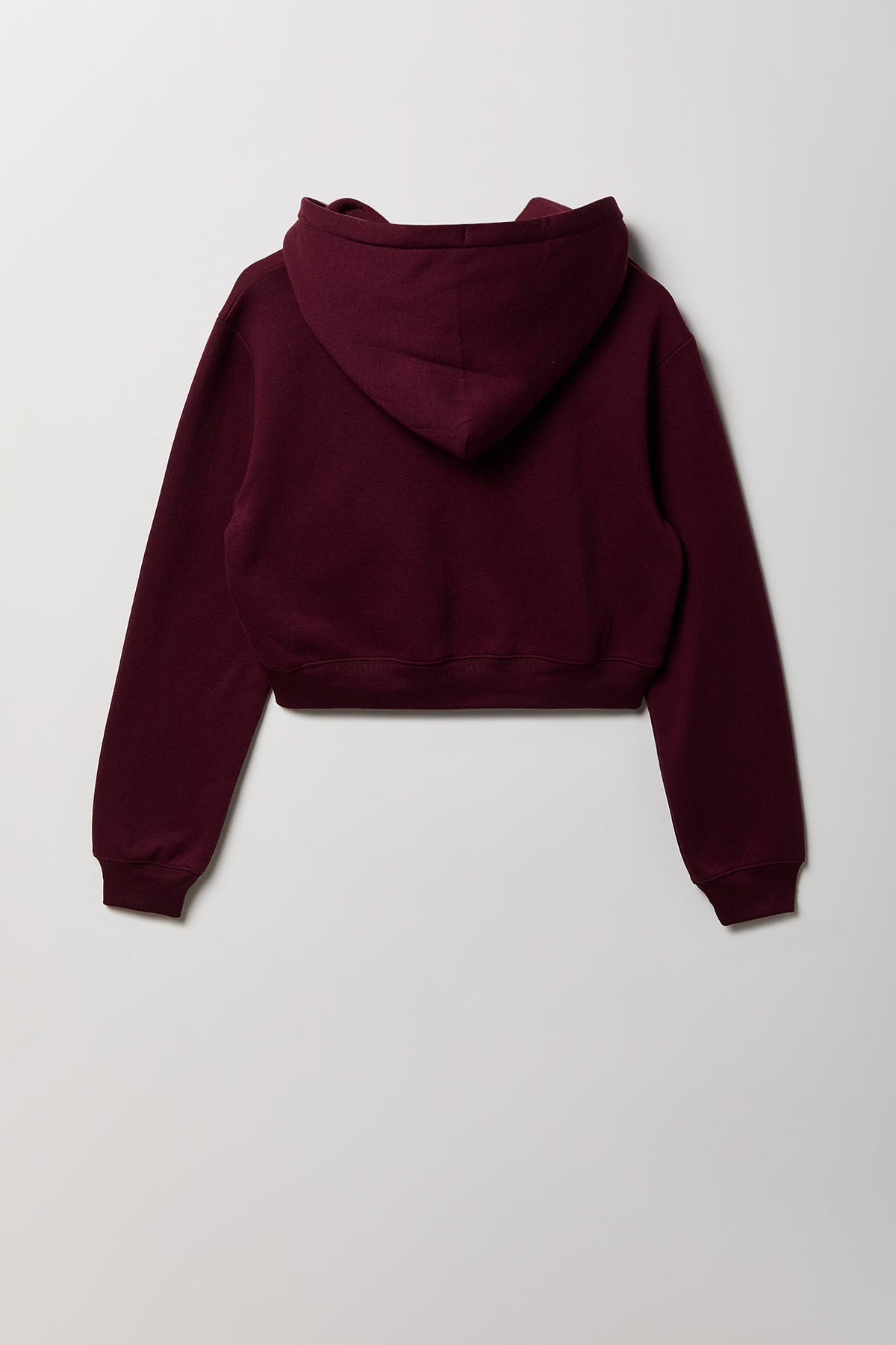 Alt View 5. Fleece Cropped Zip Hoodie - Burgundy