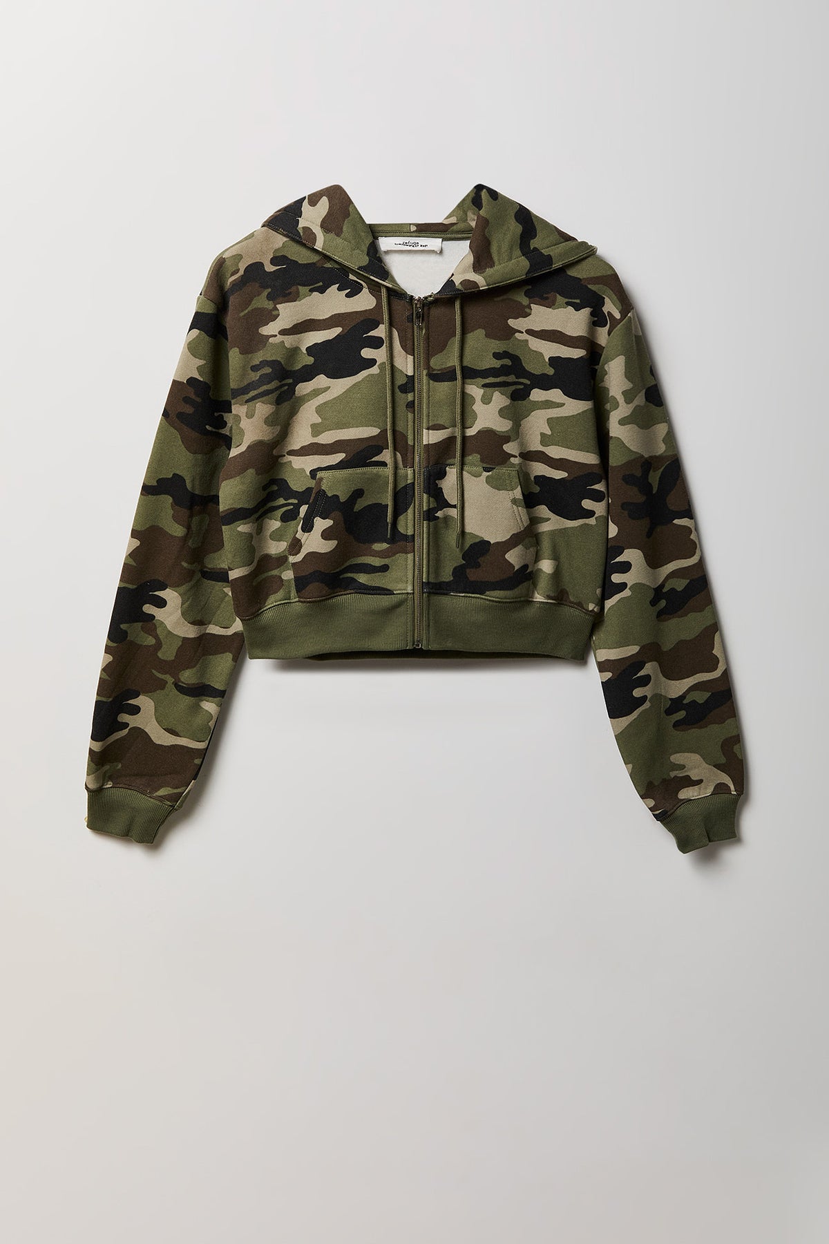Alt View 4. Fleece Cropped Zip Hoodie - Camouflage