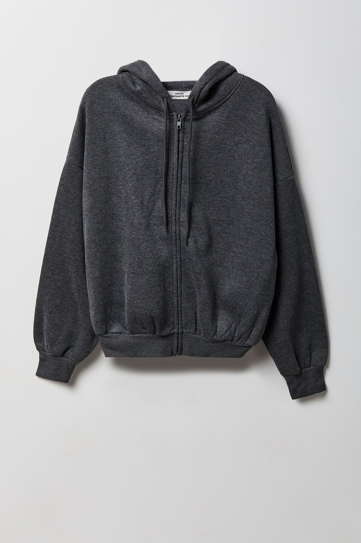 Alt View 5. Fleece Boxy Zip Hoodie - Charcoal