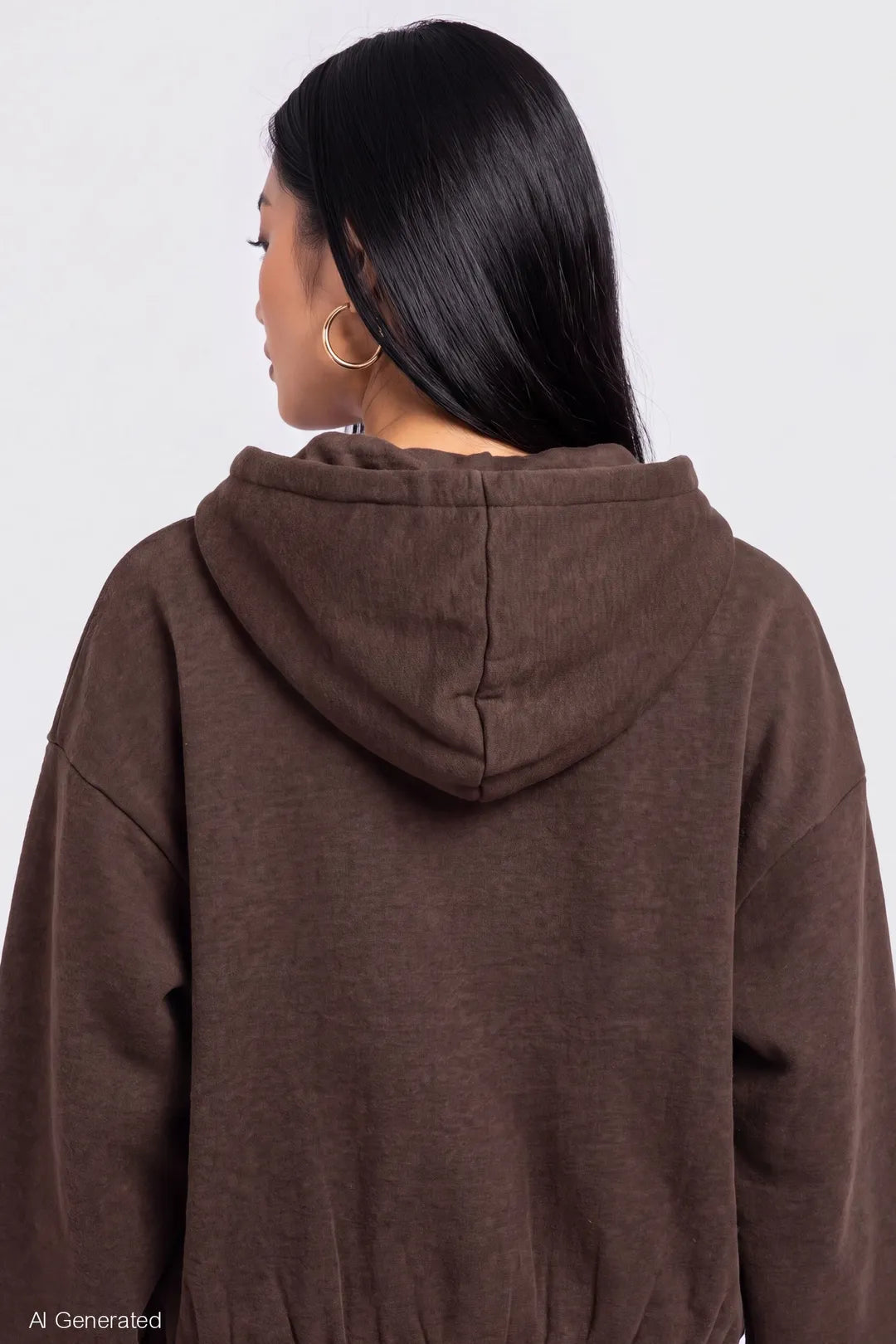 Alt View 4. Fleece Boxy Zip Hoodie - Brown