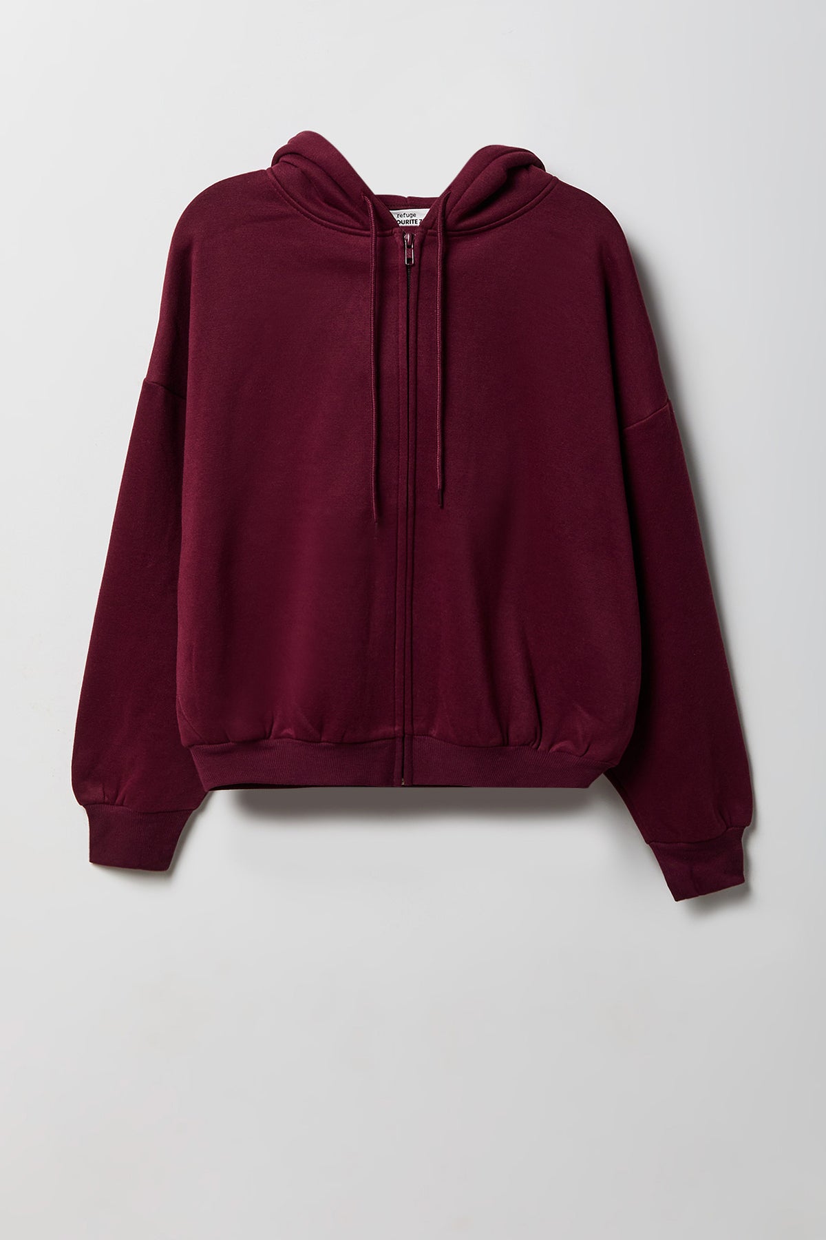 Alt View 5. Fleece Boxy Zip Hoodie - Burgundy