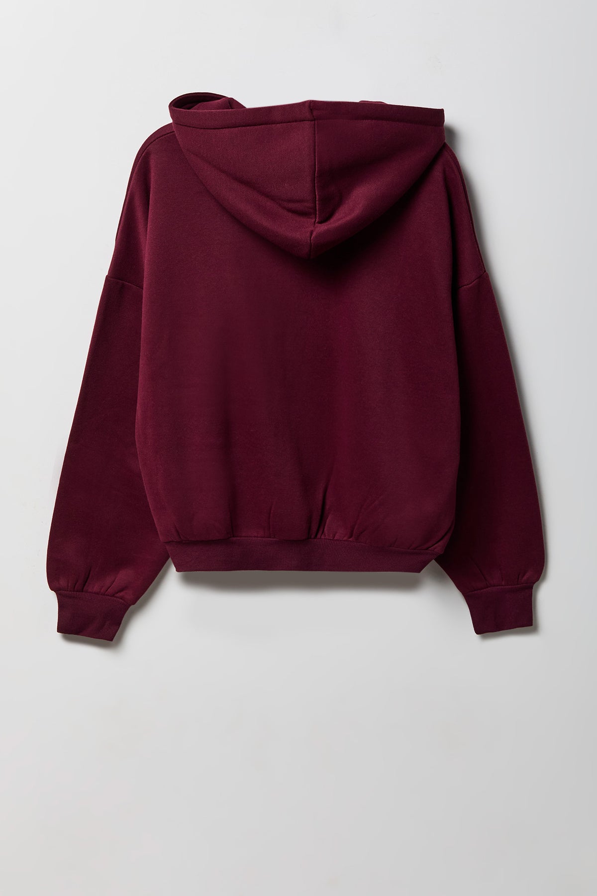 Alt View 6. Fleece Boxy Zip Hoodie - Burgundy