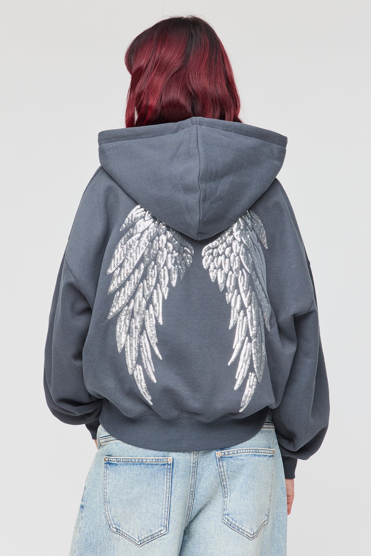 Luxe Fleece Favourite Graphic Zip Hoodie - Dark Grey