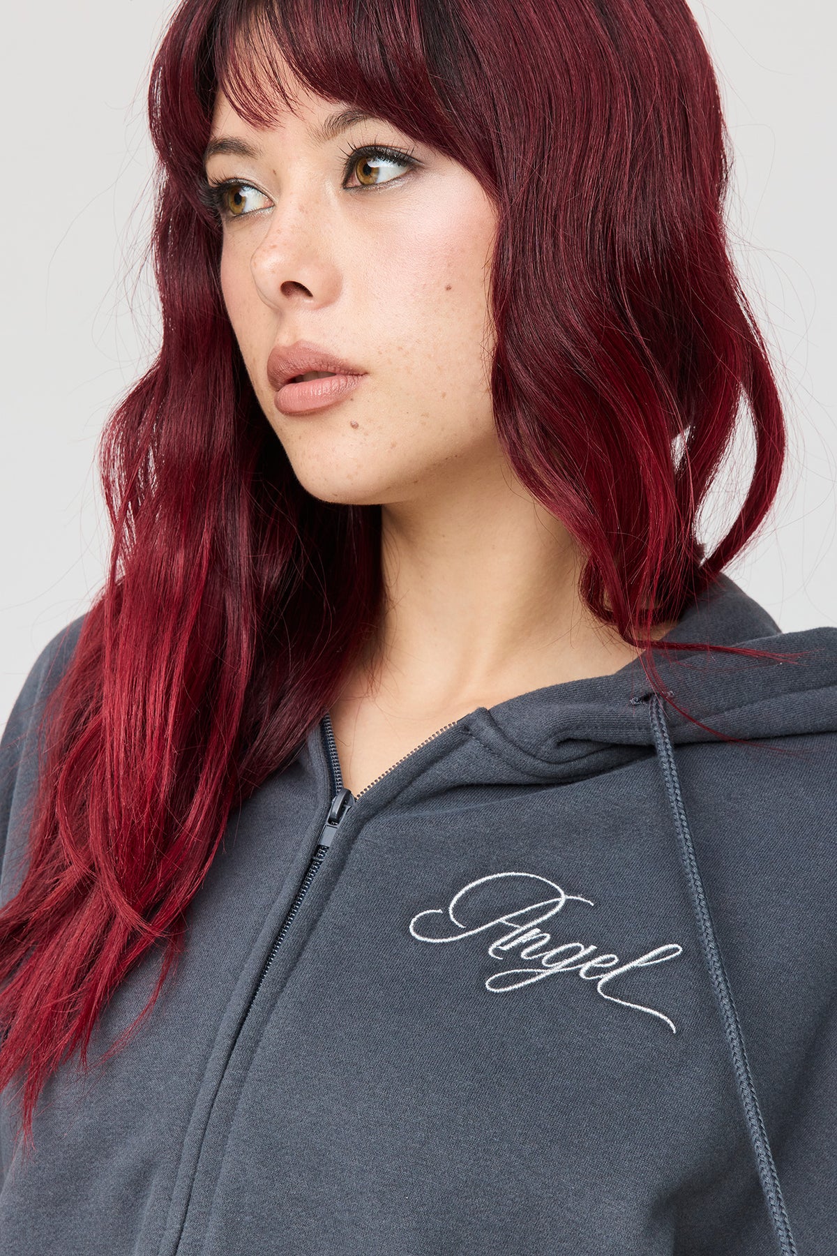 Alt View 4. Luxe Fleece Favourite Graphic Zip Hoodie - Dark Grey