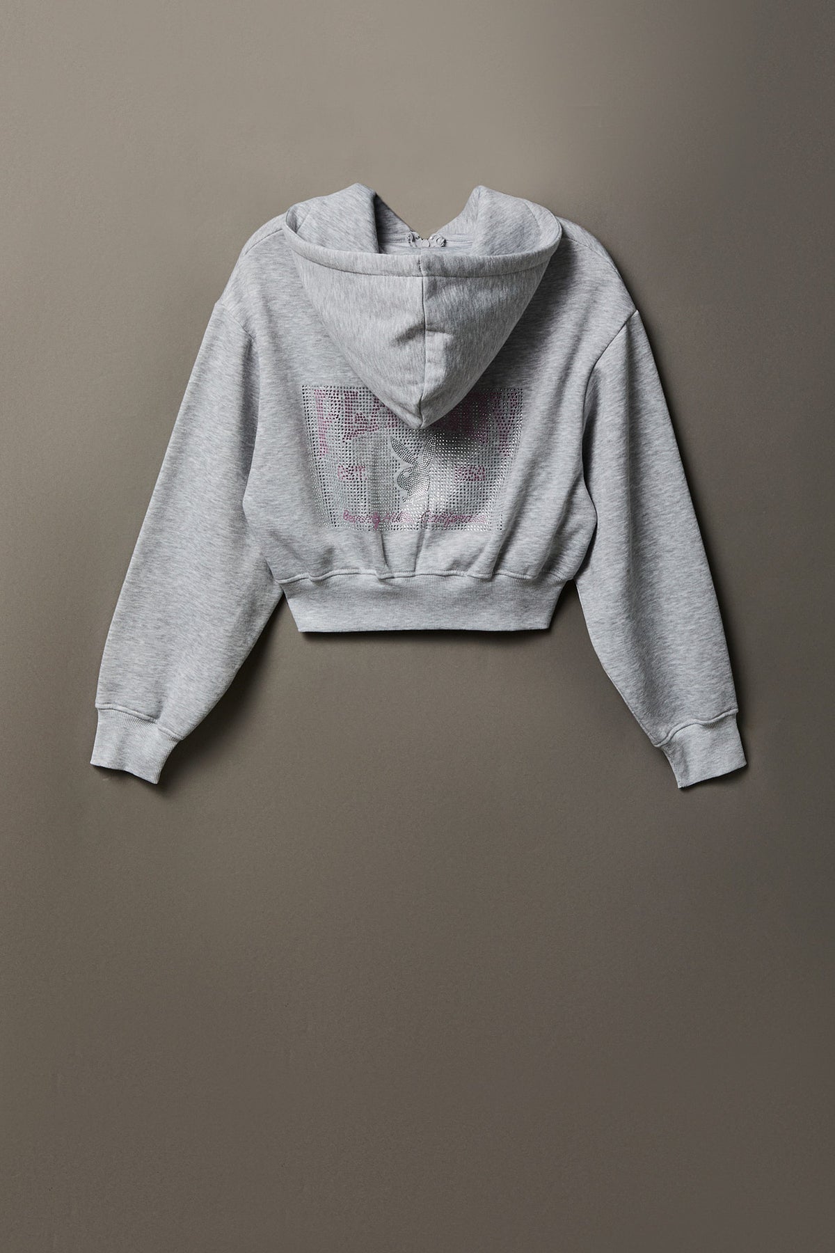 Alt View 6. Playboy Rhinestone Cropped Zip Hoodie - Heather Grey