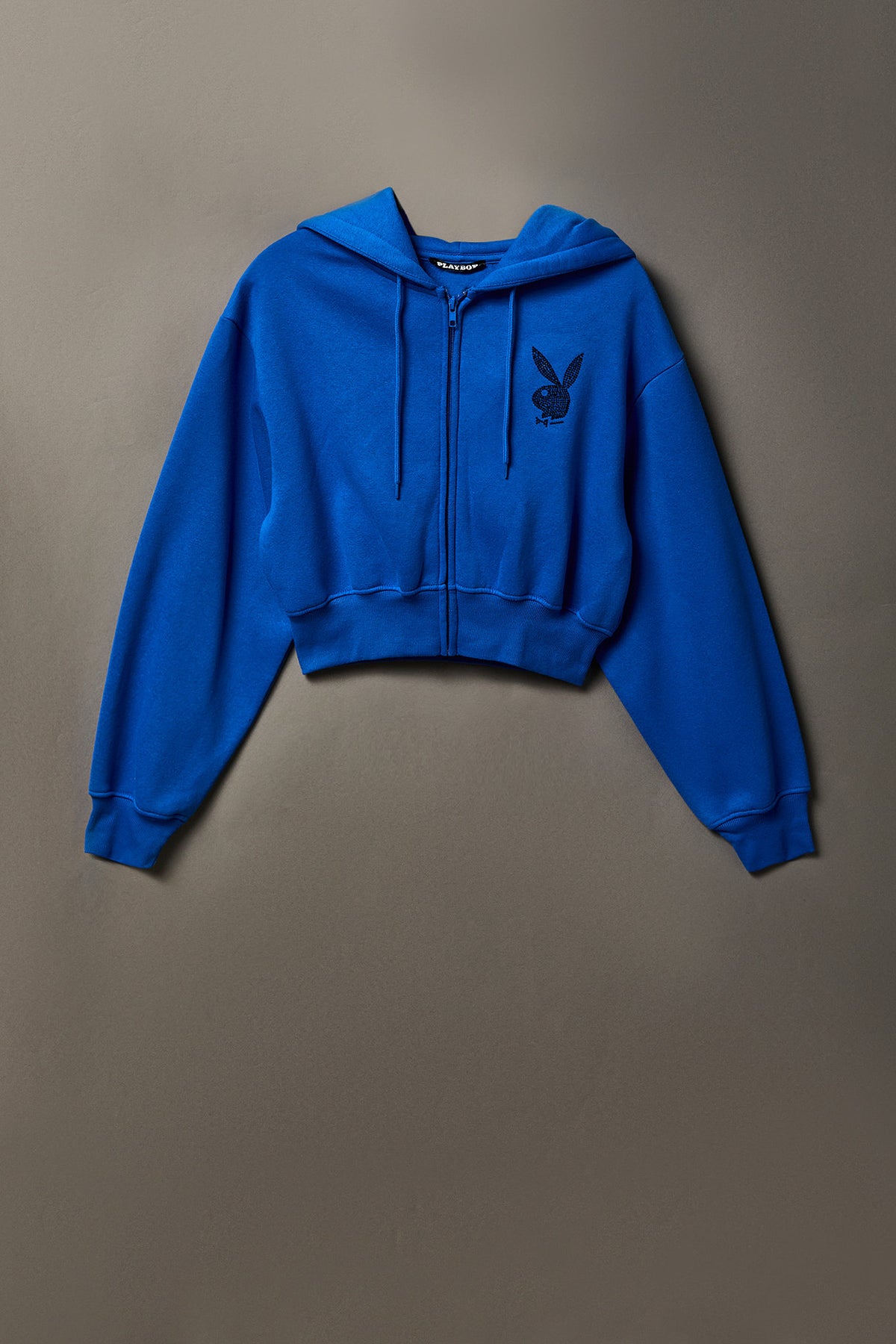 Alt View 5. Playboy Rhinestone Cropped Zip Hoodie - Blue