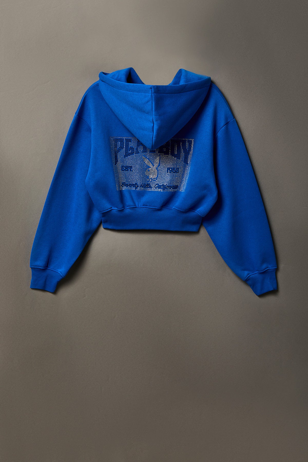 Alt View 6. Playboy Rhinestone Cropped Zip Hoodie - Blue