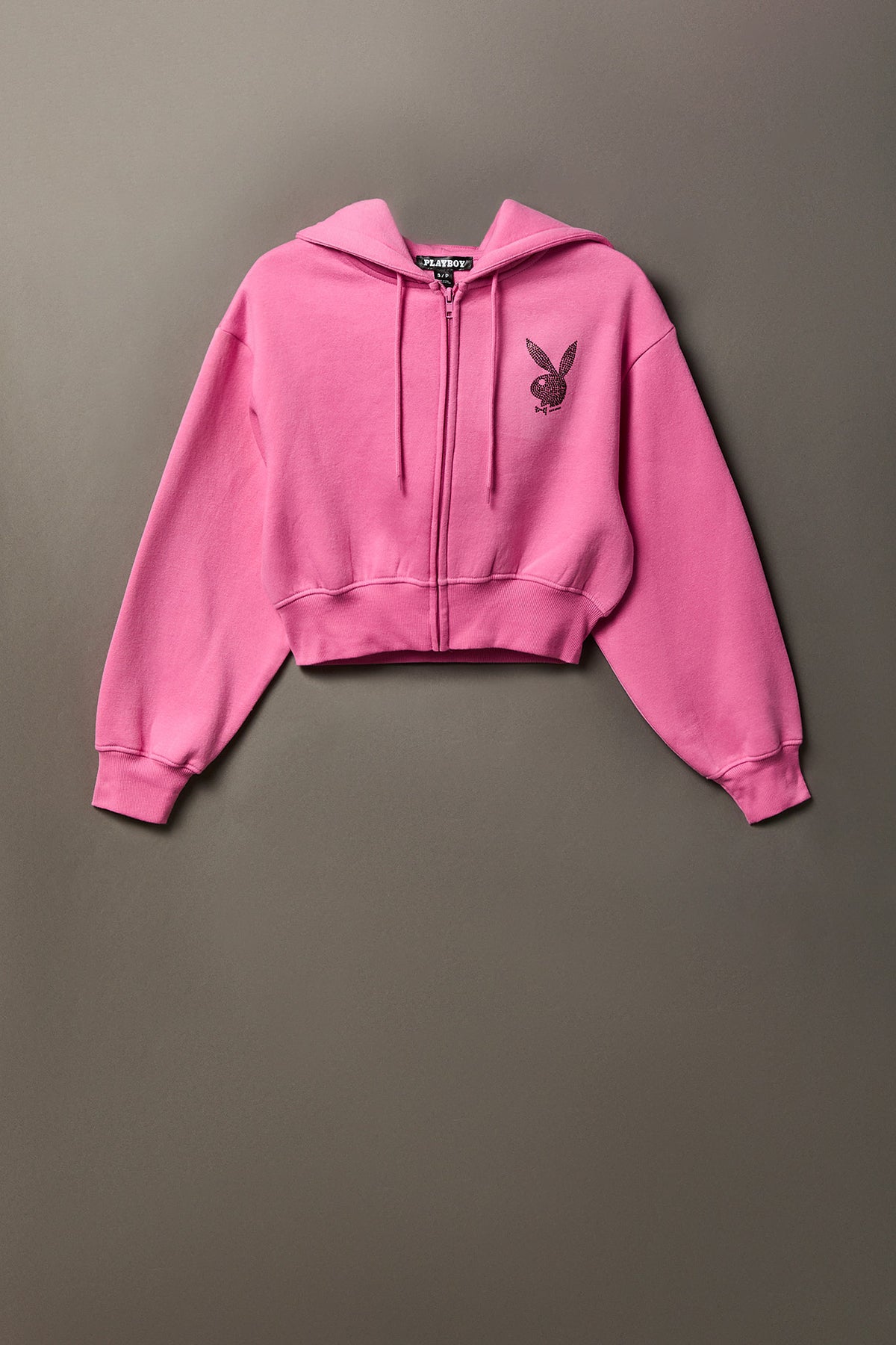 Alt View 5. Playboy Rhinestone Cropped Zip Hoodie - Pink