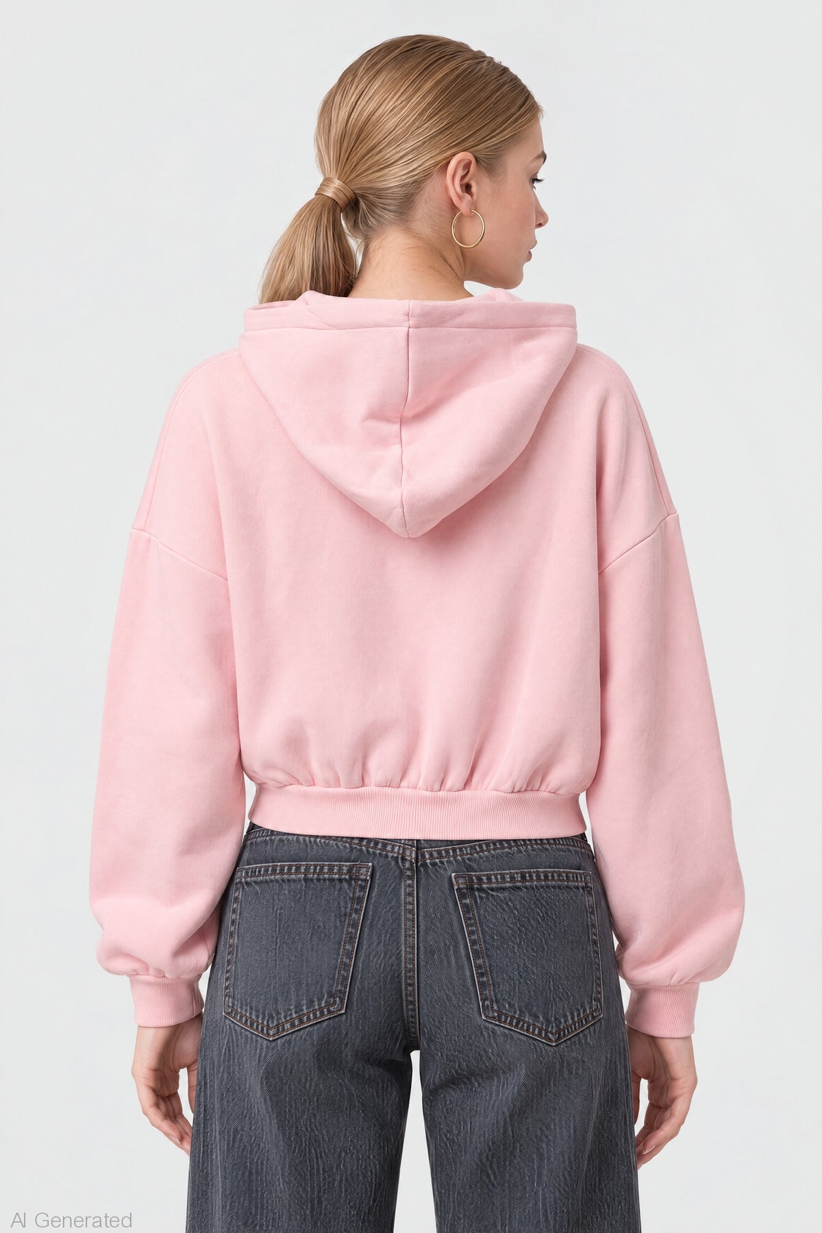 Alt View 2. Fleece Boxy Zip Hoodie - Light Pink