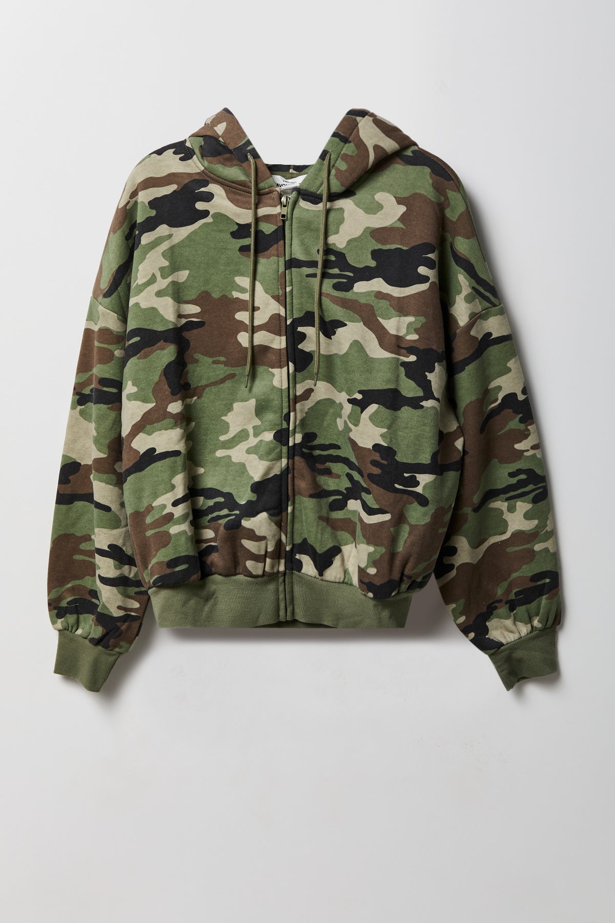 Alt View 5. Fleece Boxy Zip Hoodie - Camouflage