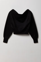 Off Shoulder Fleece Sweatshirt