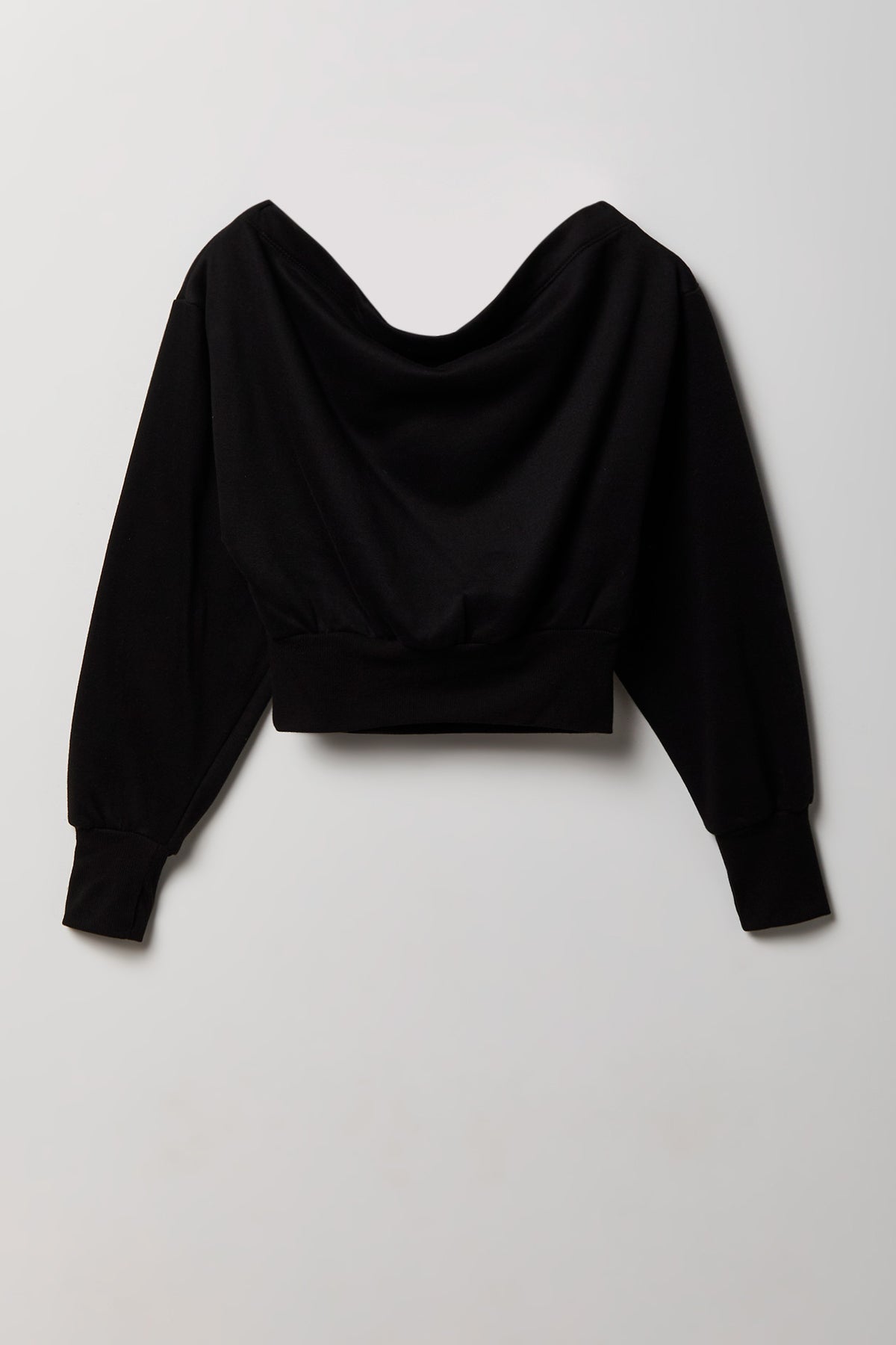 Alt View 2. Off Shoulder Fleece Sweatshirt - Black