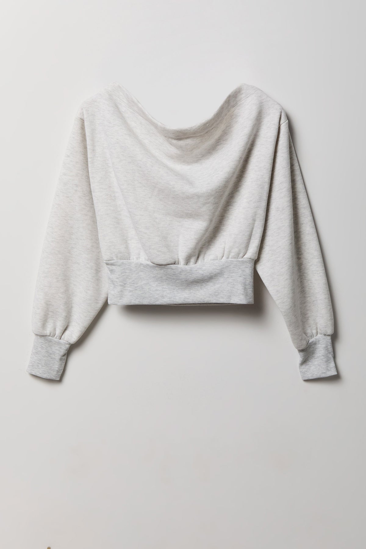 Alt View 2. Off Shoulder Fleece Sweatshirt - Light Grey