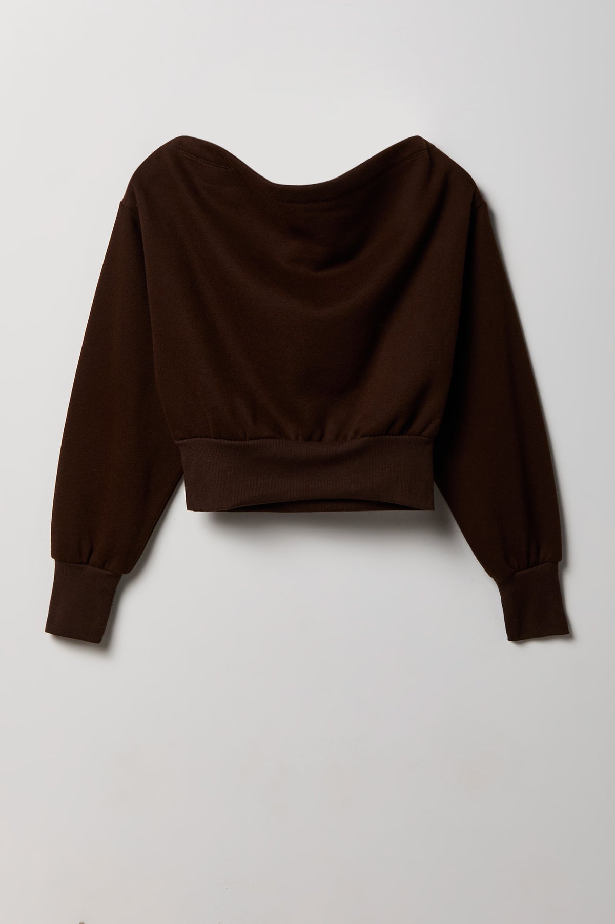 Alt View 2. Off Shoulder Fleece Sweatshirt - Brown