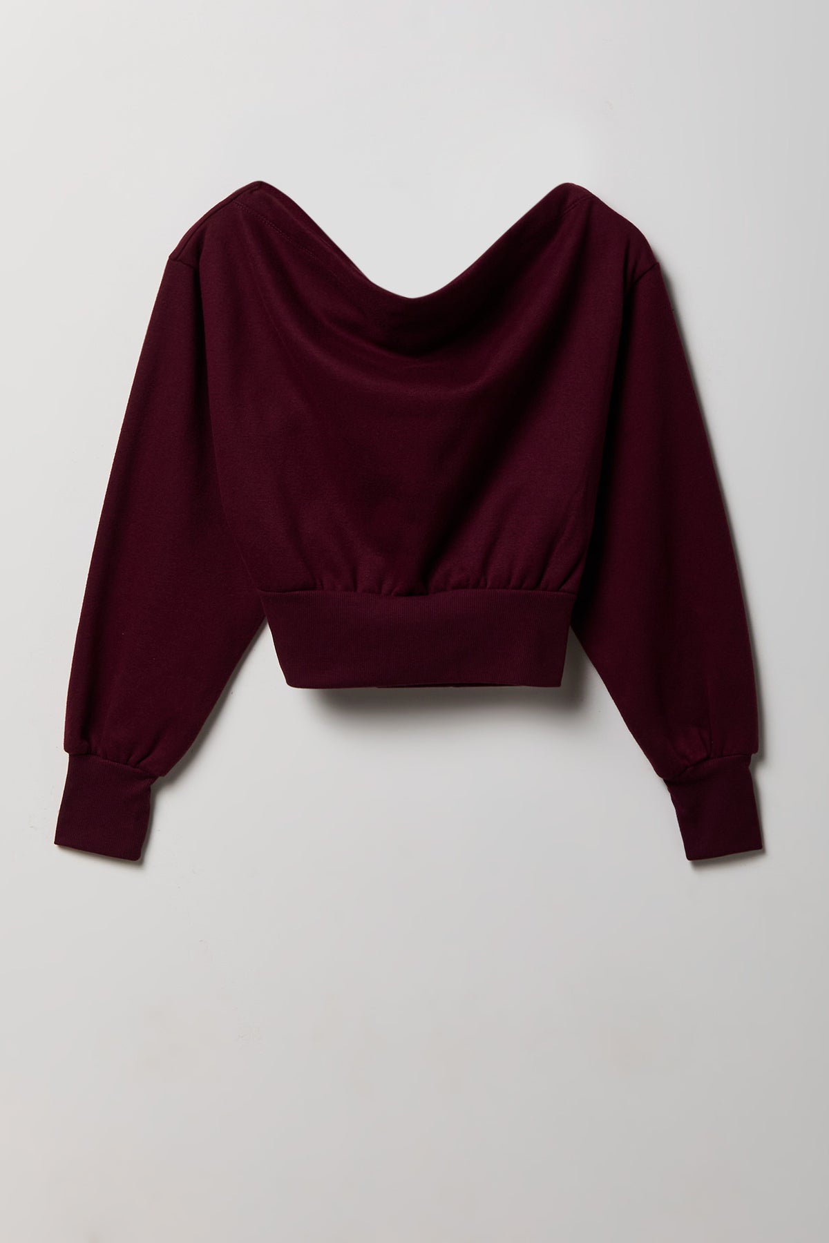 Off Shoulder Fleece Sweatshirt - Red