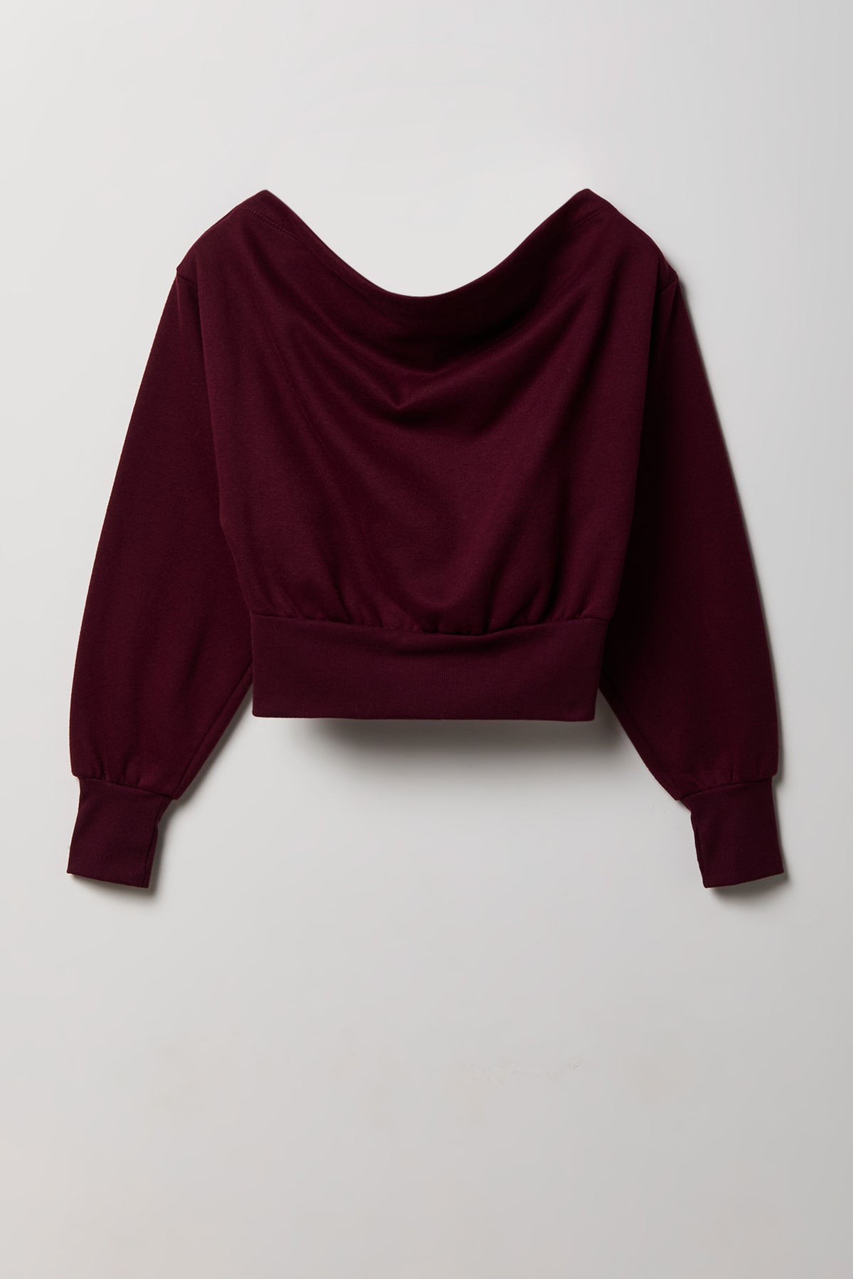 Alt View 2. Off Shoulder Fleece Sweatshirt - Red