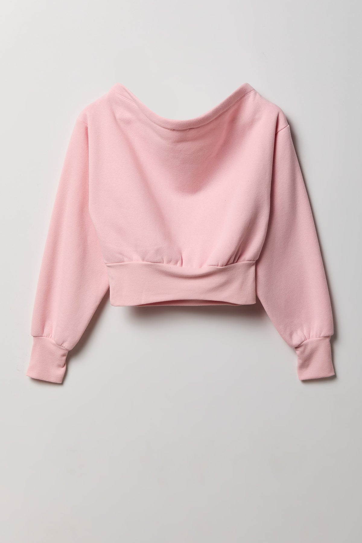 Alt View 2. Off Shoulder Fleece Sweatshirt - Light Pink
