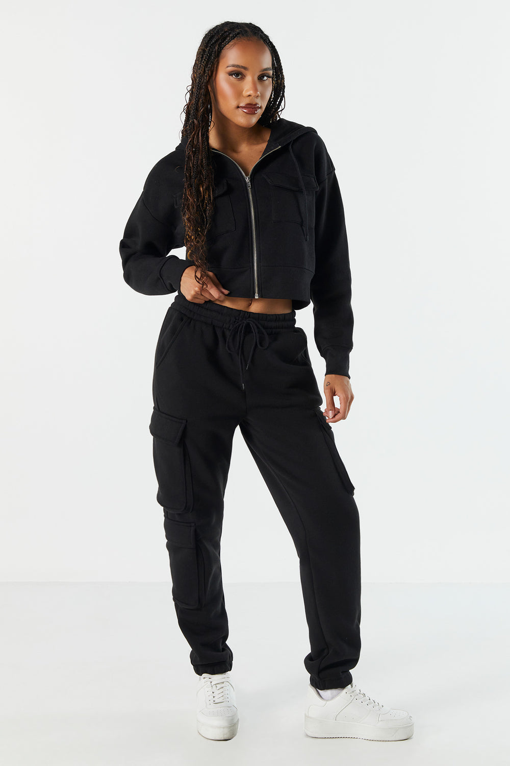 Fleece Cargo Pocket Zip-Up Hoodie Fleece Cargo Pocket Zip-Up Hoodie 4