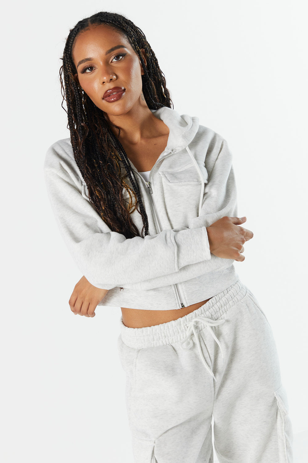 Fleece Cargo Pocket Zip-Up Hoodie Fleece Cargo Pocket Zip-Up Hoodie 9