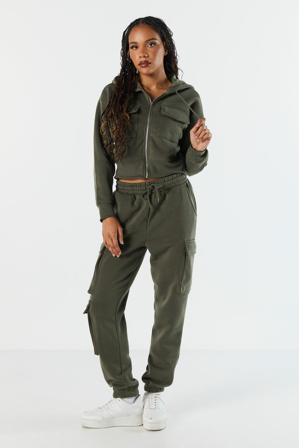 Fleece Cargo Pocket Zip-Up Hoodie Fleece Cargo Pocket Zip-Up Hoodie 15
