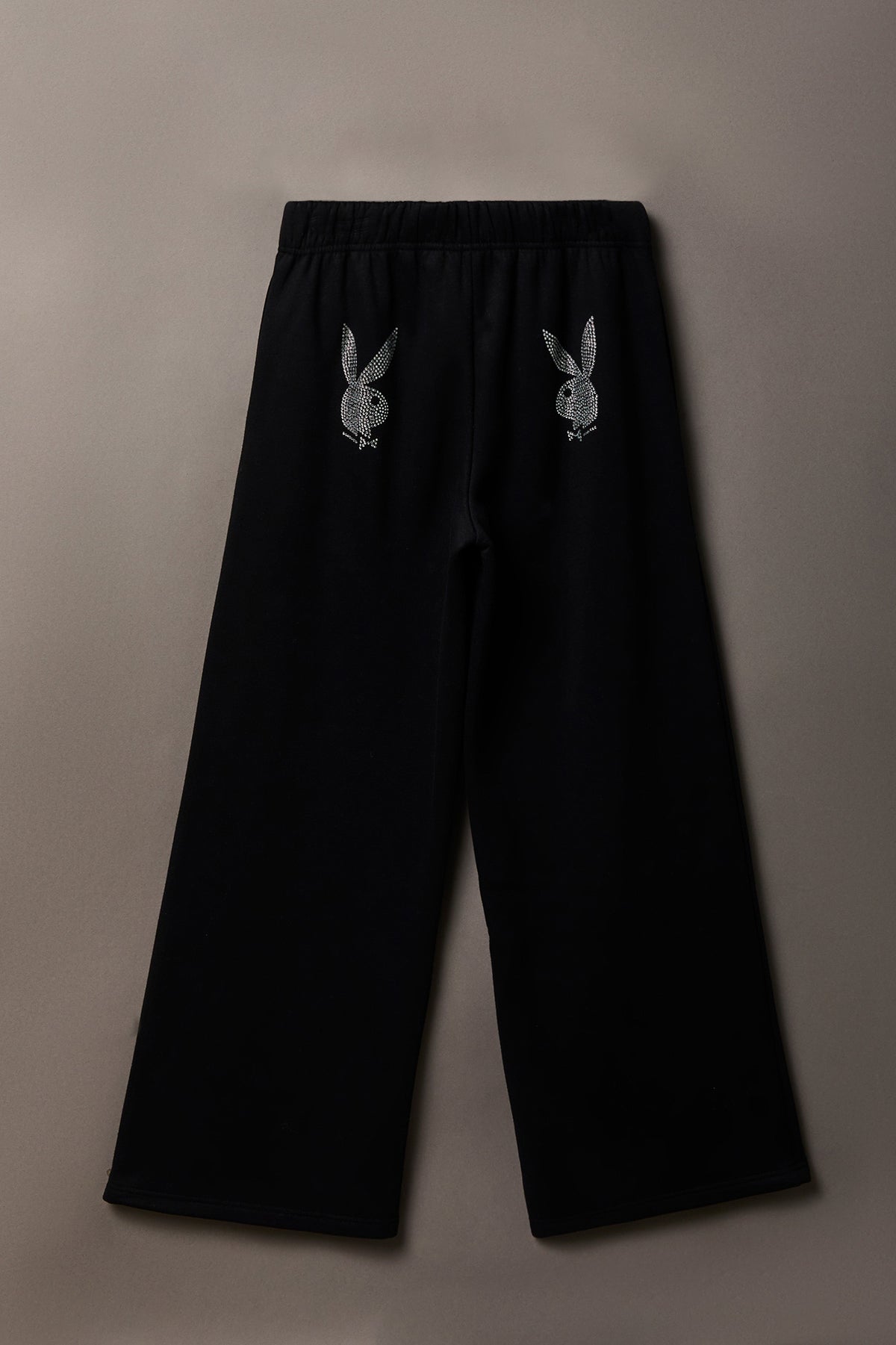 Alt View 2. Playboy Rhinestone Ultra Wide Leg Sweatpant - Black