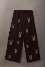Playboy Rhinestone Ultra Wide Leg Sweatpant