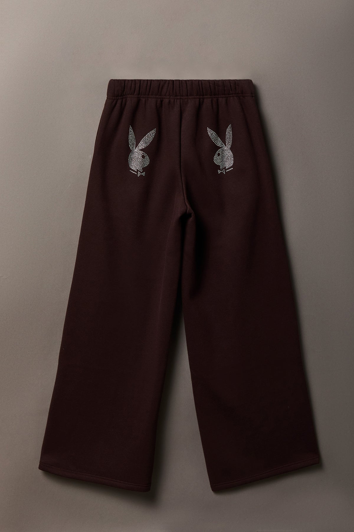 Alt View 2. Playboy Rhinestone Ultra Wide Leg Sweatpant - Brown