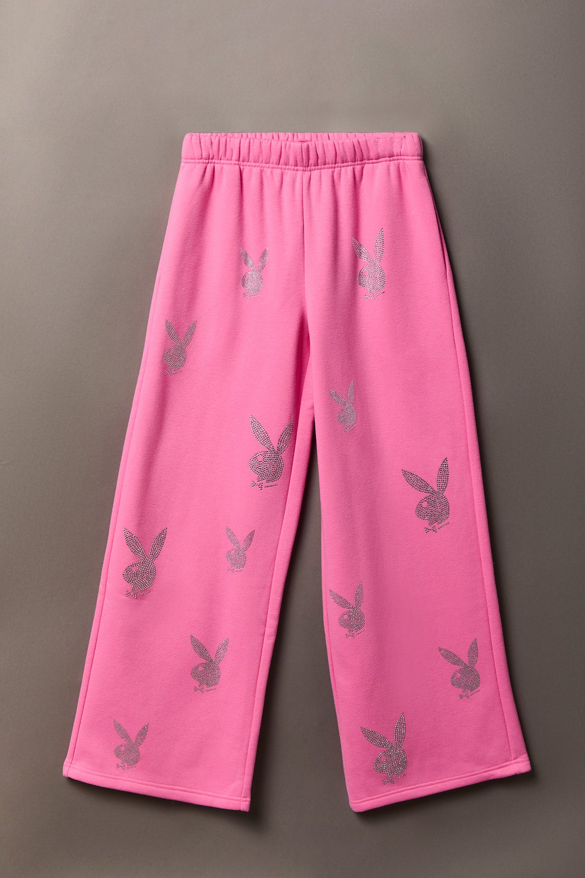 Playboy Rhinestone Ultra Wide Leg Sweatpant - Pink