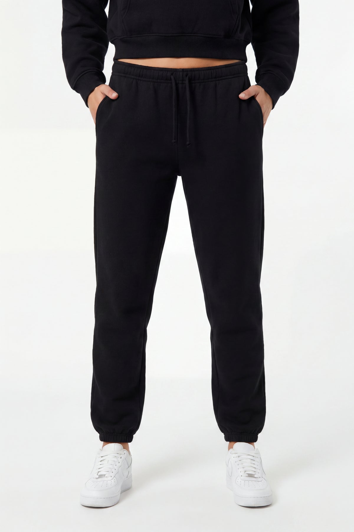 Alt View 3. Fleece Low Rise Slim Jogger - Black