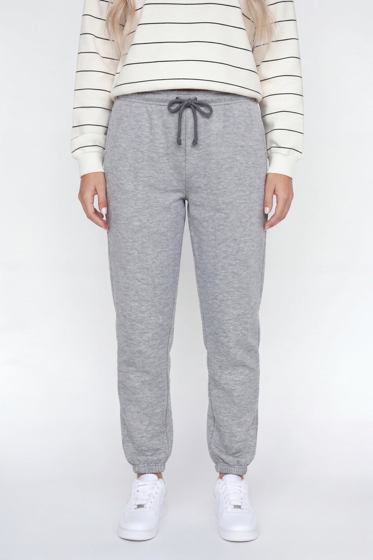Alt View 3. Fleece Low Rise Slim Jogger - Heather Grey