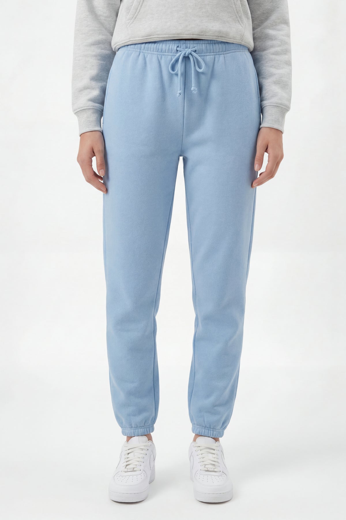 Alt View 3. Fleece Low Rise Slim Jogger - Light Blue