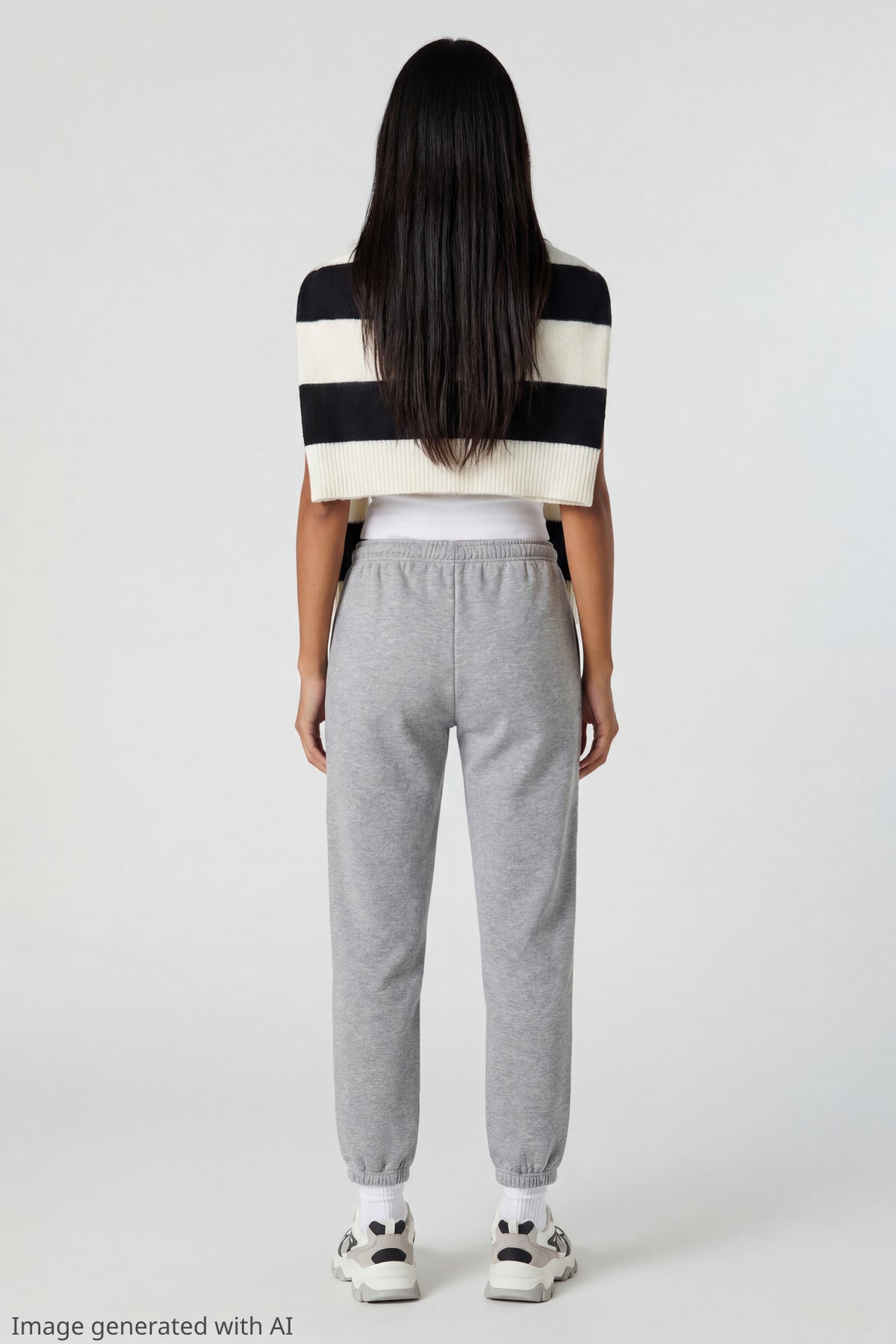 Alt View 2. Fleece Slim Jogger - Heather Grey