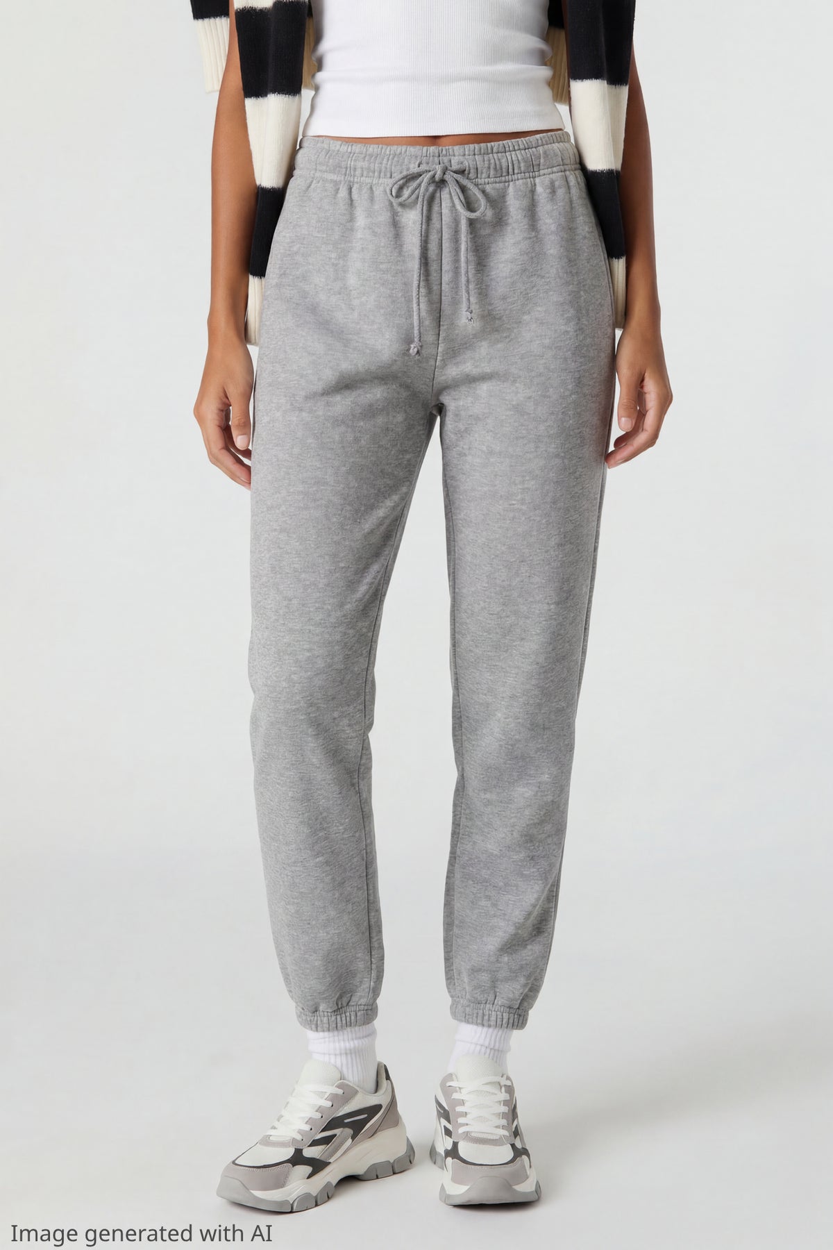 Alt View 3. Fleece Slim Jogger - Heather Grey